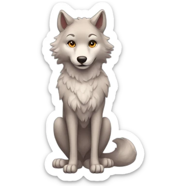 An full body anthropomorphic wolf in love rosy cheeks sticker