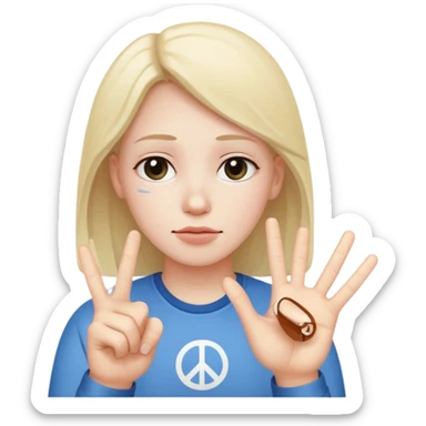 Sad face with the peace sign sticker