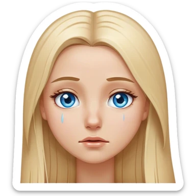 beautiful white girl with long straight blonde hair blue eyes crying  sticker