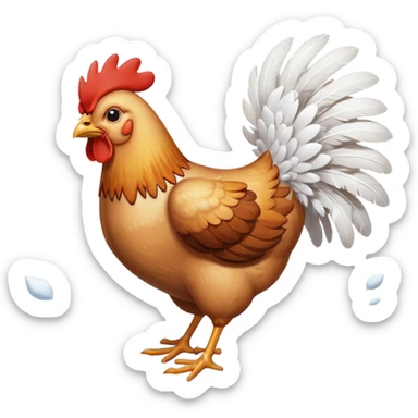 "Chicken flying in the wind during a snowstorm" sticker