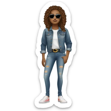 casual denim look with attitude sticker