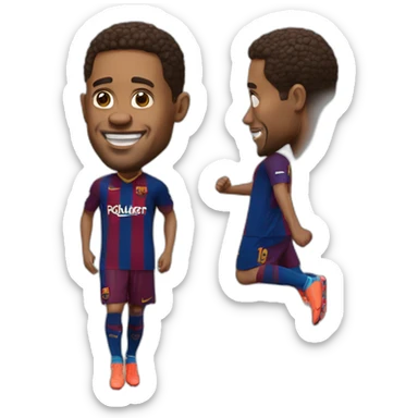 barcelona player jumping big head sticker