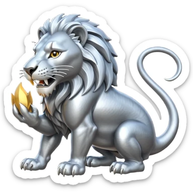 Silver Elder Scrolls Online Lion eating its tail Ouroboro sticker