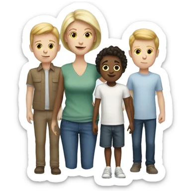 White Mom with four white boys sticker