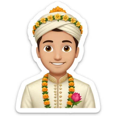 white indian groom holding garland sticker