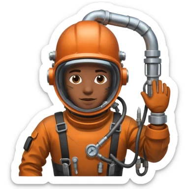 Buceador comercial trabajando, soldando una estructura metalica bajo agua sticker