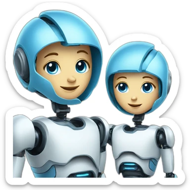 3 blue eyed kind and caring robot sticker