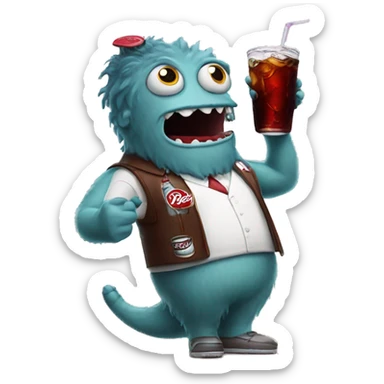 One legged monster drinking dr pepper sticker