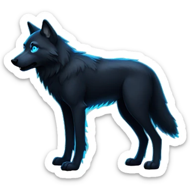 Black wolf with neon blue eyes full body sticker