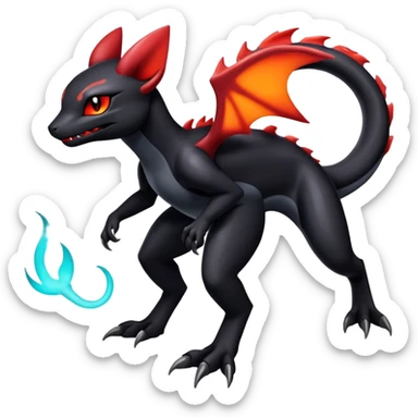 Salandit-Umbreon-Charmeleon-Fakémon-hybrid-creature (full body)  sticker