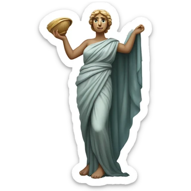 full body greek statue of woman with shawl around her waist  sticker