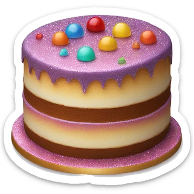 Realistic cake with colorful glitter sticker