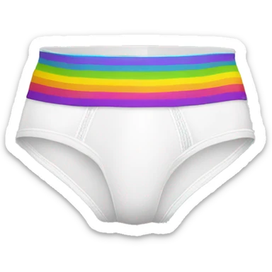 white briefs underwear with rainbow waistband sticker