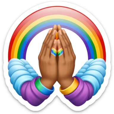 Praying hands rainbow coloured sticker
