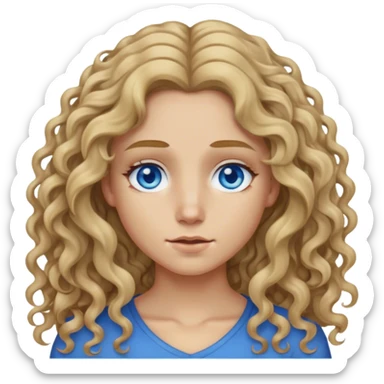 dirty blonde blue eyes long curly hair middle part sticker