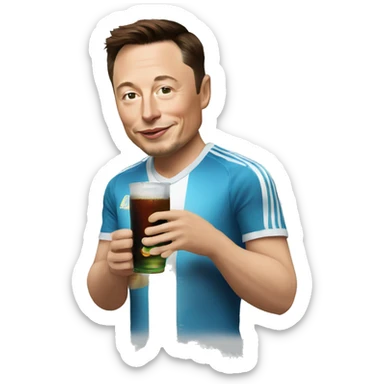 Elon musk wearing Argentinian football shirt and drinking fernet  sticker