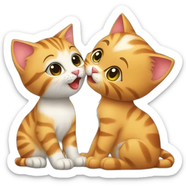 cat kisses kitten sticker
