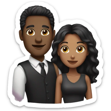 Black hair man and black hair woman couple  sticker