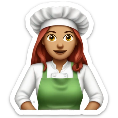 Dark straight Red Hair Mexican woman cooking birria sticker