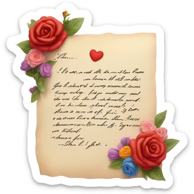 Love letter with flowers and kiss  sticker