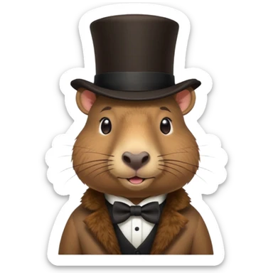 Capybara wearing a top hat sticker