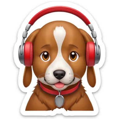 dog wearing red headphones sticker