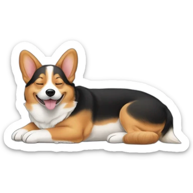 black and tan corgi sleeping on the back sticker