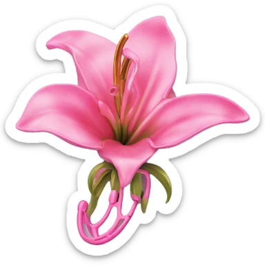 hair claw/clip with pink lily ( accessory)  sticker