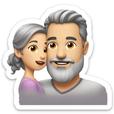  Grey Goatee beard man kisses   girl sticker
