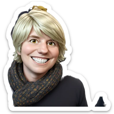 smiling boy with blonde hair sticker