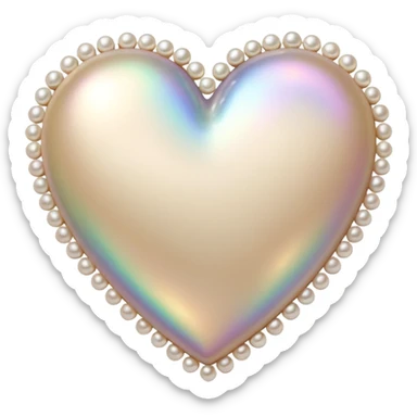 beige heart with a pearl border sticker