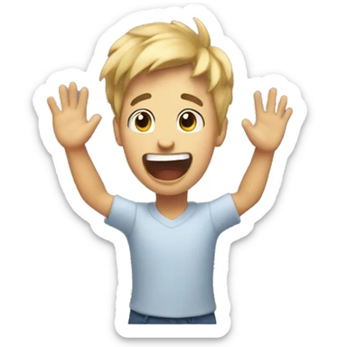 me being overly excited with my hands in the air sticker