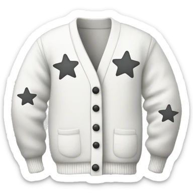 white cardigan with 3 gray stars on the sleeves sticker