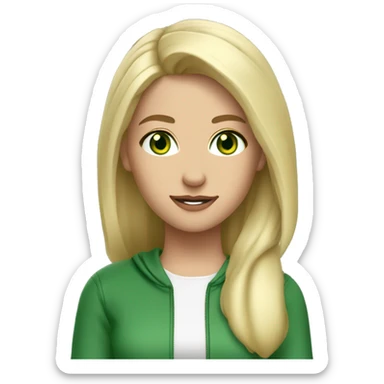 pretty lady tall blonde medium hair sports clothes green eyes cool sticker