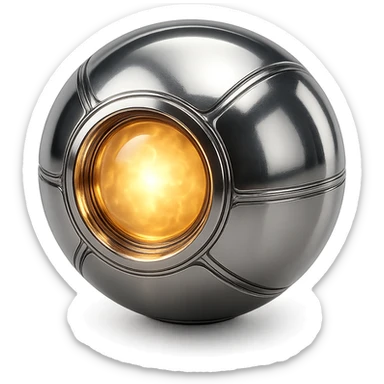 energy sphere glowing with internal light and reflective chrome surface sticker