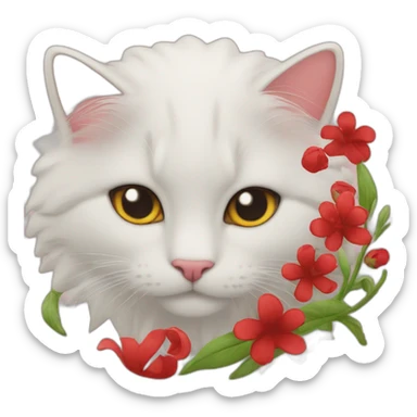 Fleur rouge avec chat sticker