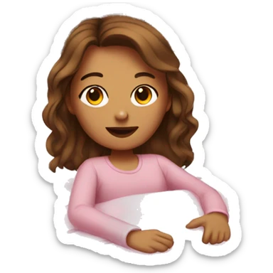 Girl with brown hair in pink bed sticker