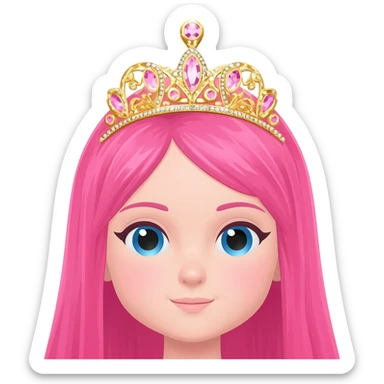 girl with princess pink/gold crown and blue eyes sticker
