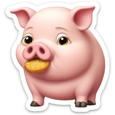 Fat pig eating sticker