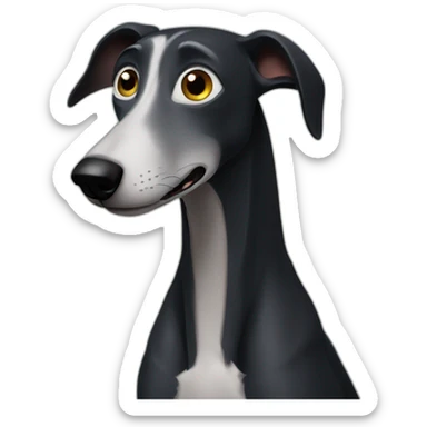 Black Greyhound Pixar style sticker