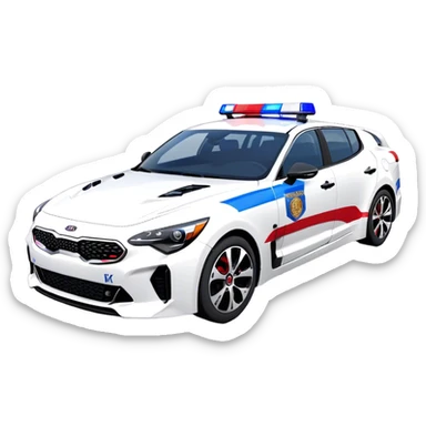Police Car - Kia Stinger (Model Year: 2018) (Iconic Colour: White with blue and red markings) sticker