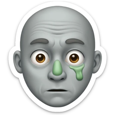 grey skin guy snot coming out nose sticker