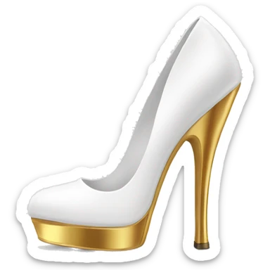 White heel with gold sole sticker