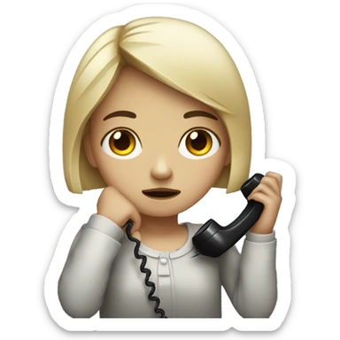 sad girl with a telephone receiver sticker