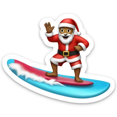 Santa on a surfboard sticker