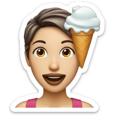 woman face with ice cream and wink sticker