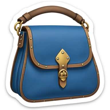 dnd item icon, medieval bag in blue, front view sticker