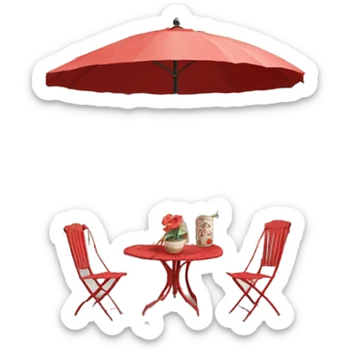 Terrasse Parisienne rouge (deux chaise et une table sans parasol) sticker