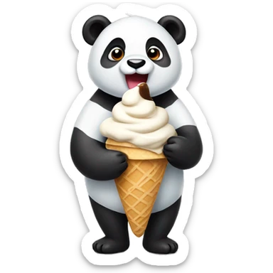 Panda eating ice cream sticker