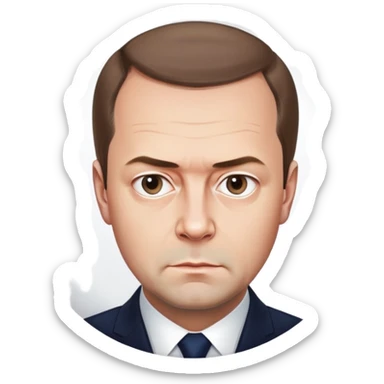Dmitry Medvedev, round face, polished and smooth, realistic facial features, serious expression sticker